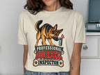 German Shepherd inspecting doorbell with text "Professional Doorbell Inspector".