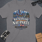T-shirt with Denver skyline and text "Nae Scotland Nae Party".