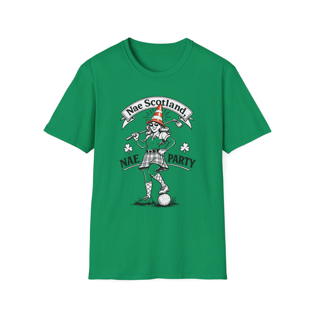 Nae Scotland, Nae Party – Highland Lass Cone Golfer T-Shirt