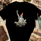 Statue of Liberty with traffic cone, text "Nae Scotland, Nae Party."