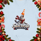 Seal-ebrate graphic with a seal wearing a scarf and traffic cone, "Nae Scotland, Nae Party."