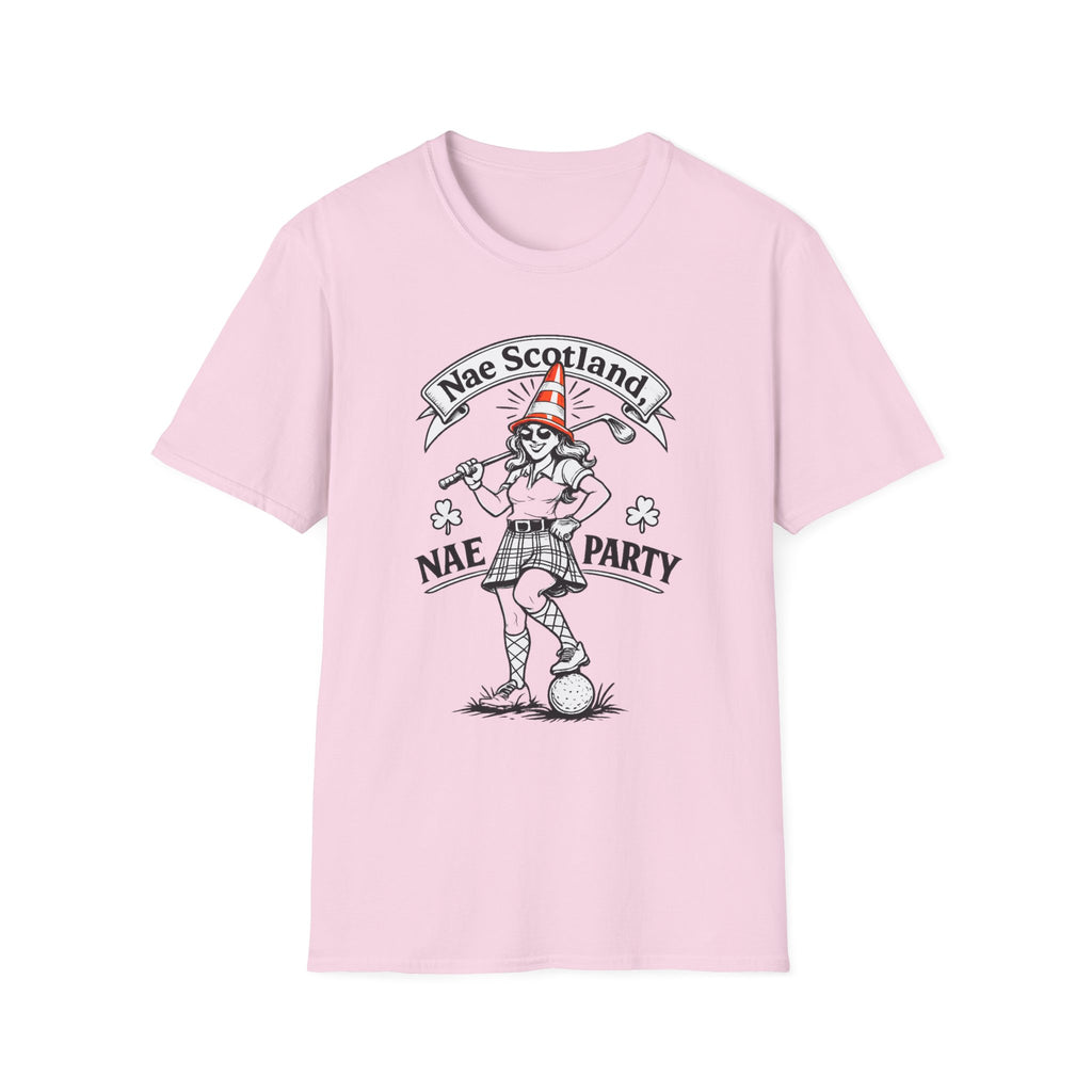 Nae Scotland, Nae Party – Highland Lass Cone Golfer T-Shirt