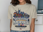 Nashville Music City graphic with skyline, guitar, and "Nae Scotland Nae Party" text.