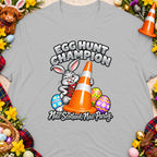 Easter bunny with traffic cone, saying "Egg Hunt Champion" and "Nae Scotland, Nae Party."