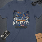 T-shirt with "Nae Scotland Nae Party" Los Angeles edition design and skyline.
