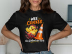 Yellow chick in tartan eggshell with traffic cone. "WEE CRACKER Nae Scotland, Nae Party."
