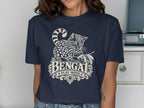 Navy t-shirt with a Bengal cat graphic and the text "BENGAL PLAY MODE".