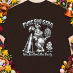 Easter bunny with ornate egg and chick, text "Pure Egg-stra Nae Scotland, Nae Party."