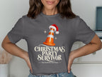 Christmas Party Survivor shirt with traffic cone wearing Santa hat.