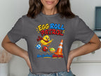 Chick with Easter eggs and traffic cone, "Egg Roll Patrol" text.