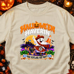 Ghost in Scottish kilt and tartan hat with "Halloween Haverin" and "Nae Scotland, Nae Party" text.