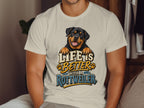 Cream t-shirt with Rottweiler graphic and text: "Life is Better With a Rottweiler."