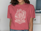 T-shirt with white "Maine Coon Club" logo featuring a crowned cat and mountains.