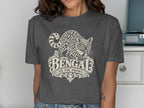 Dark t-shirt with a Bengal cat illustration and text reading "Bengal On The Prowl".