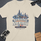 Cream t-shirt with "Nae Scotland Nae Party Chicago Edition" graphic.