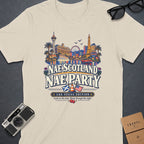 Cream t-shirt with "Nae Scotland Nae Party" Las Vegas design and dice.