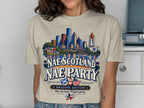 "Nae Scotland Nae Party" t-shirt with Houston skyline, space shuttle, and flags.