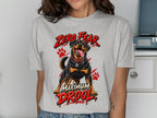 Rottweiler with red text "ZERO FEAR" and "MAXIMUM DROOL" on a t-shirt.