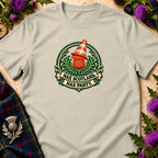 Light beige t-shirt featuring a green and orange graphic with a traffic cone and text reading Nae Scotland, Nae Party.